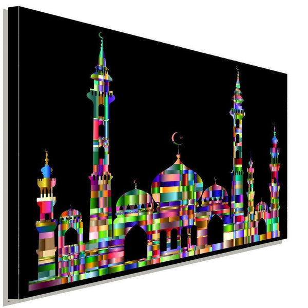 Palast Bunt Abstrakt Schwarz Leinwandbild AK Art Bilder Wanddeko Wandbild XXL