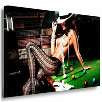 AK Art Sexy Frau in Dessous Billardtisch Premium Kunstdruck Made in Germany XXL