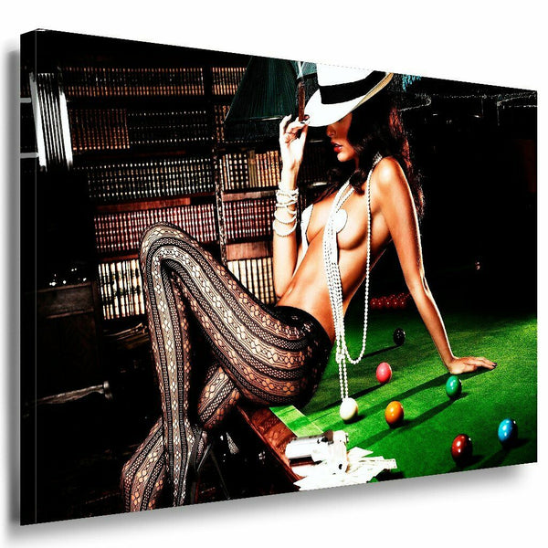 AK Art Sexy Frau in Dessous Billardtisch Premium Kunstdruck Made in Germany XXL