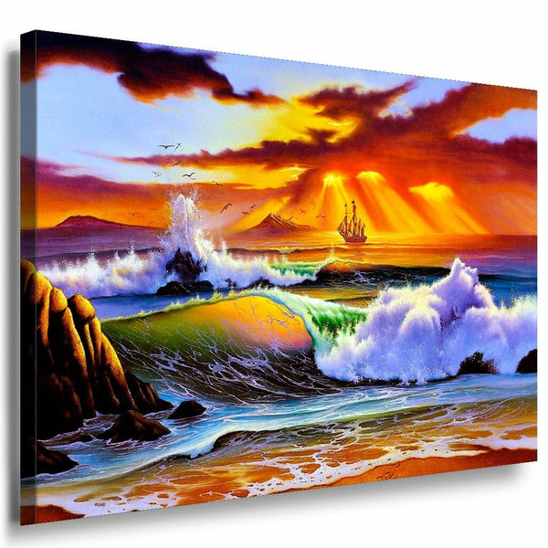 Ozean Segelschiff Leinwandbild AK Art Bilder Mehrfarbig Wandbild kunstdruck 2