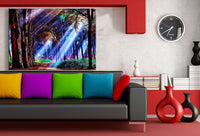 Zauberhafte Wald Leinwandbild AK Art Bilder Mehrfarbig Wandbild Kunstdruck XXL