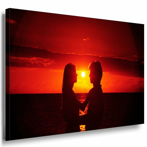 Liebespaar See Leinwandbild Ak Art Bilder Mehrfarbig Wandbild Kunstdruck XXL