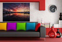 Sonnenuntergang Yacht Leinwandbild AK Art Bilder Wanddeko Wandbild Kunstdruck