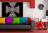 Kreuz Bunt Schwarz Leinwandbild AK Art Bilder Wanddeko Wandbild