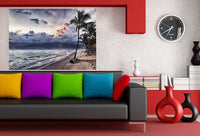Palmen und Strand Leinwandbild AK Art Bilder Wanddeko Wandbild Kunstdruck XXL