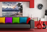 Palmen und Strand Leinwandbild AK Art Bilder Wanddeko Wandbild Kunstdruck XXL