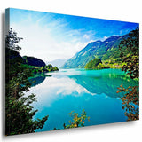 Gebirge See Leinwandbild LaraArt Bilder Mehrfarbig Wandbild Kunstdruck TOP XXL