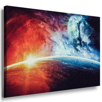 Weltraum Sterne Rot Blau Leinwandbild AK Art Bilder Mehrfarbig Kunstdruck XXL
