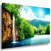 Wasserfall Leinwandbild AK Art Bilder Mehrfarbig Wandbild Kunstdruck Wanddeko