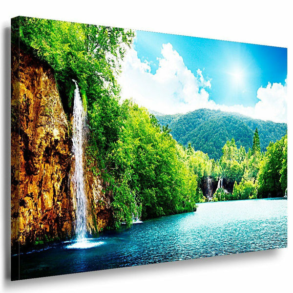 Wasserfall Leinwandbild AK Art Bilder Mehrfarbig Wandbild Kunstdruck Wanddeko