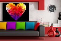 Herz Bunt Schwarz Leinwandbild AK Art Studio Wanddeko Wandbild Kunstdruck XXL