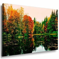 Wald See Leinwandbild AK Art Bilder Mehrfarbig Wandbild Kunstdruck Wanddeko 4