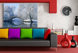 Winterpark Steig Leinwandbild AK Art Bilder Mehrfarbig Wandbild Kunstdruck XXL 2