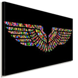 Flugel Bunt Schwarz Leinwandbild AK Art Bilder Wanddeko Wandbild Kunstdruck XXL