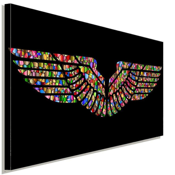 Flugel Bunt Schwarz Leinwandbild AK Art Bilder Wanddeko Wandbild Kunstdruck XXL