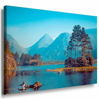 Berge See Insel Leinwandbild AK Art Bilder Mehrfarbig Kunstdruck XXL Wandbild