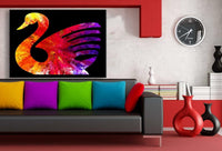 Schwan Bunt Abstrakt Schwarz Leinwandbild AK Art Bilder Wanddeko Wandbild XXL 2