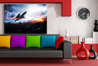 Batllefield Flugzeug Leinwandbild AK Art Bilder Wanddeko Wandbild Kunstdruck XXL