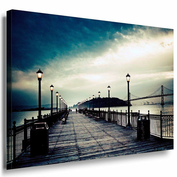 Brucke See Leinwandbild AK Art Bilder Mehrfarbig Wandbild Kunstdruck Wanddeko