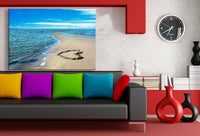 Meer Herz Liebe Leinwandbild AK Art Bilder Mehrfarbig Wandbild Kunstdruck XXL