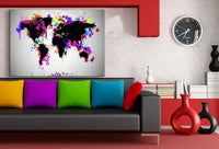 Weltkarte Abstrakt Farbig AK Art Bilder Premium Kunstdruck Made in Germany XXL