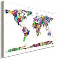 Weltkarte Bunt Abstrakt Weis Leinwandbild AK Art Bilder Wanddeko Wandbild XXL