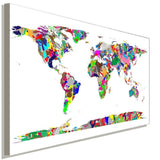 Weltkarte Bunt Abstrakt Weis Leinwandbild AK Art Bilder Wanddeko Wandbild XXL