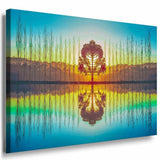Baum Wasser See Leinwandbild AK Art Bilder Mehrfarbig Kunstdruck XXL Wandbild