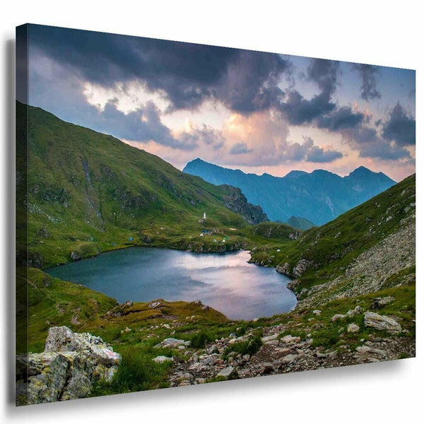 Bergsee Grun Leinwandbild AK Art Bilder Mehrfarbig Kunstdruck Wandbild TOP XXL