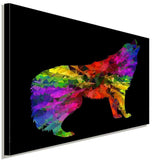 Wolf Abstrakt Bunt Schwarz Leinwandbild AK Art Bilder Wanddeko Wandbild TOP XXL