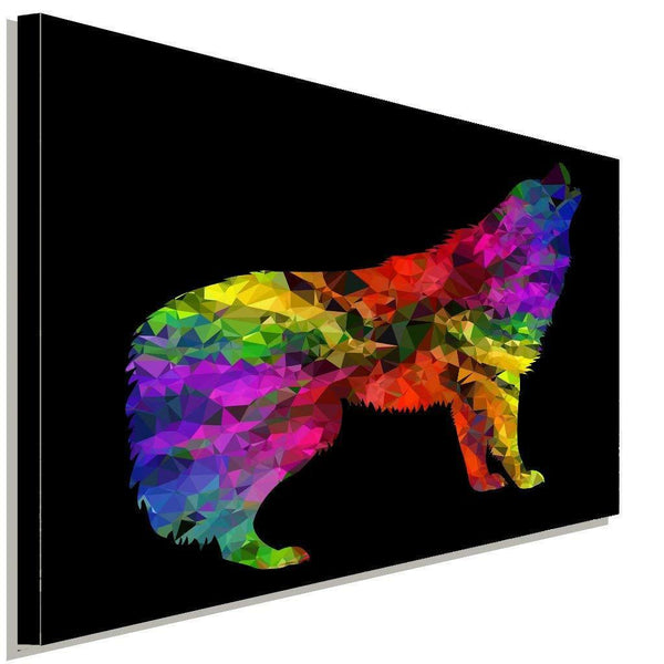 Wolf Abstrakt Bunt Schwarz Leinwandbild AK Art Bilder Wanddeko Wandbild TOP XXL