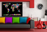 Weltkarte Bunt Abstrakt Schwarz Leinwandbild AK Art Bilder Wanddeko Wandbild XXL