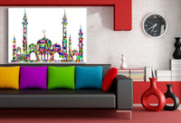 Moschee Bunt Abstrakt Weis Leinwandbild AK Art Bilder Wanddeko Wandbild TOP XXL
