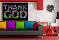 Thank God Zitat Abstrakt Schwarz Leinwandbild AK Art Bilder Wanddeko Wandbild