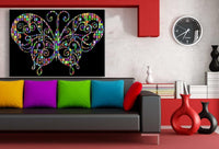 Schmetterling Bunt Abstrakt Schwarz Leinwandbild AK Art Bilder Wanddeko TOP XXL