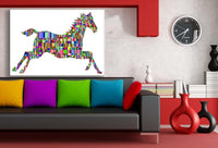 Pferd Schwarz Bunt Lichter Weis Leinwandbild AK Art Bilder Wanddeko Wandbild