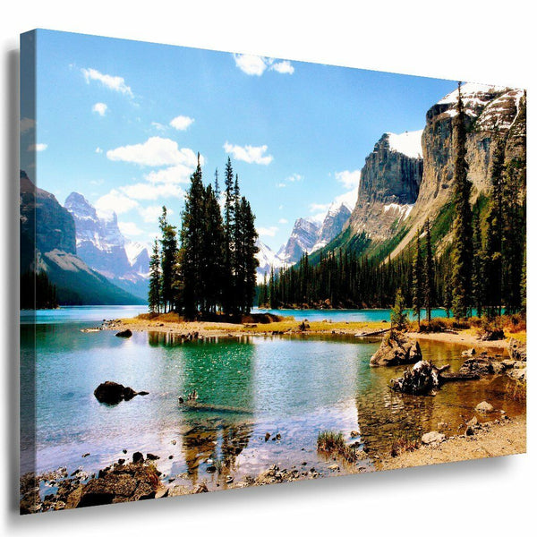 Gebirge See Leinwandbild AK Art Bilder Mehrfarbig Wandbild Kunstdruck TOP XXL 6