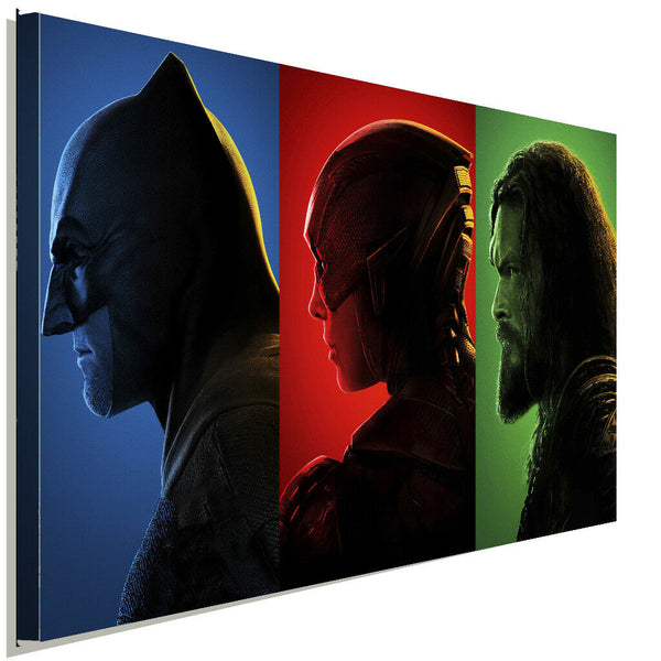 DC Batman Flash Aquaman Leinwandbild AK ART Kunstdruck Mehrfarbig Wandbild XXL
