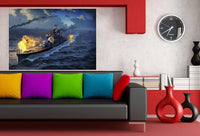 Kriegsschiff Meer Leinwandbild AK Art Bilder Wanddeko Wandbild Kunstdruck XXL
