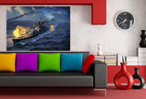 Kriegsschiff Meer Leinwandbild AK Art Bilder Wanddeko Wandbild Kunstdruck XXL