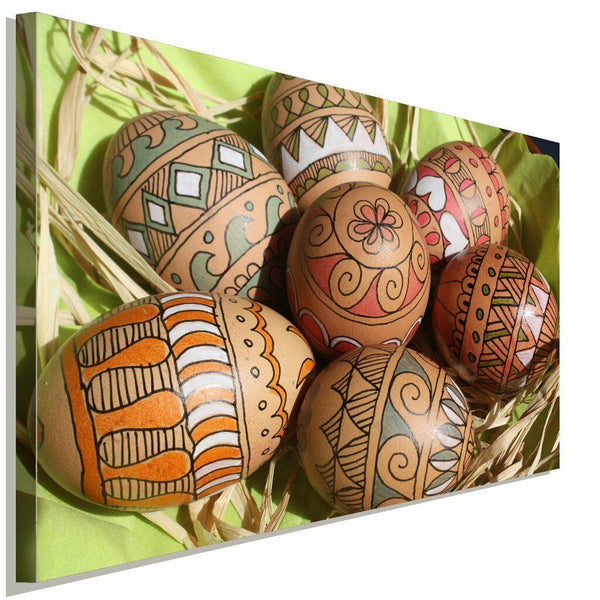 Bunte Ostereier Wiese Gras Leinwandbild AK Art Bilder Wanddeko Wandbild Wanddeko