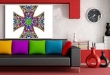 Kreuz Bunt Weis Leinwandbild AK Art Bilder Wanddeko Wandbild Kunstdruck TOP XXL