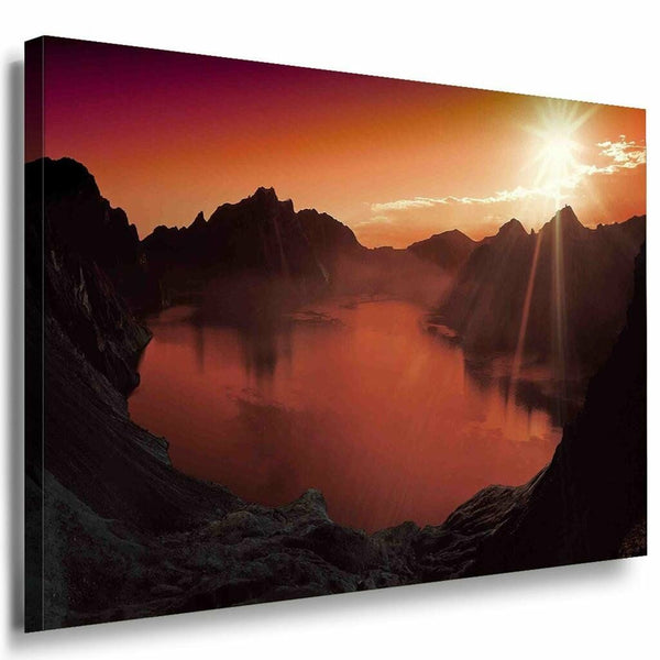 Sonnenschein Strahlen Berg Leinwandbild AK Art Bilder Mehrfarbig kunstdruck XXL