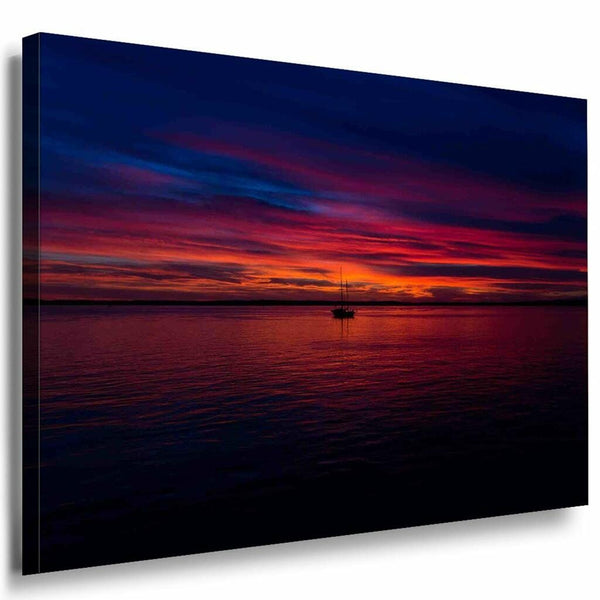 Lichtschein Abend See Leinwandbild AK Art Bilder Mehrfarbig Kunstdruck Wandbild