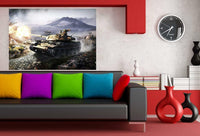 Panzerschlacht Leinwandbild AK Art Bilder Wanddeko Wandbild Premium Kunstdruck