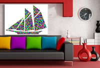 Schiff Bunt Abstrakt Weis Leinwandbild LaraArt Studio Wanddeko Wandbild
