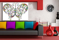 Schmetterling Bunt Abstrakt Weis Leinwandbild AK Art Bilder Wanddeko Wandbild