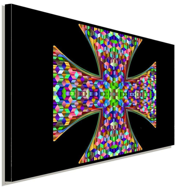 Kreuz Bunt Schwarz Leinwandbild AK Art Bilder Wanddeko Wandbild