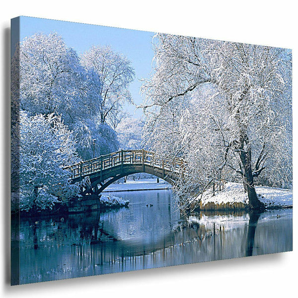 Winterpark Steig Leinwandbild AK Art Bilder Mehrfarbig Wandbild Kunstdruck XXL 2