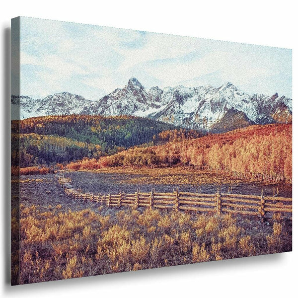 Berge Landschaft Leinwandbild AK Art Bilder Mehrfarbig Kunstdruck XXL Wandbild